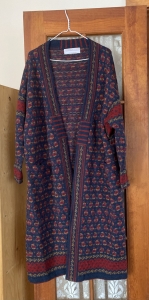 Primary image for the Beautiful Camilla Eames Long Wool Cardigan Made in Scotland -  Extra Large. Minimum Bid $30.00 Auction Item
