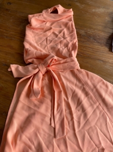 Primary image for the The Dressing Room vintage crepe peach halter wrap dress size 8-10 Auction Item