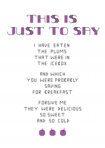 Secondary image for the Parody Cross-Stitch of William Carlos Williams' 'This is Just to Say Auction Item