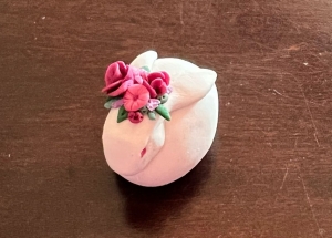 Secondary image for the Fierce rabbit miniature, wearing a crown of flowers, handmade Auction Item