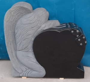 Secondary image for the Midnight Black Custom Angel with Flag Draped Heart Auction Item
