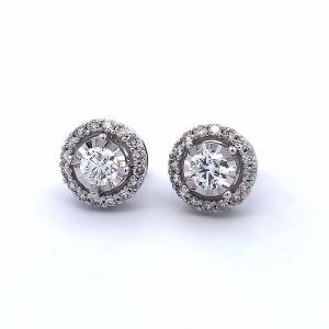 Primary image for the 1ct Halo Diamond Earrings Auction Item