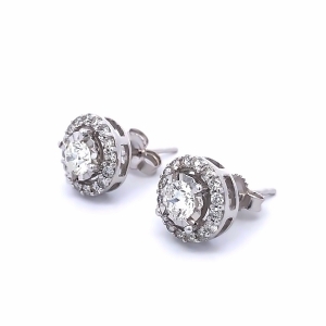 Secondary image for the 1ct Halo Diamond Earrings Auction Item