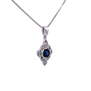 Secondary image for the Sapphire & Diamond Milgrain Pendant Auction Item
