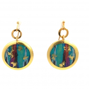 Primary image for the Gold Leaf Boho Blue Earrings By Evocateur Auction Item
