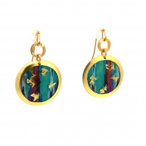 Secondary image for the Gold Leaf Boho Blue Earrings By Evocateur Auction Item