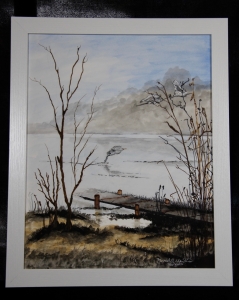 Secondary image for the Original framed watercolor and pen - Oldsmar Dock Auction Item
