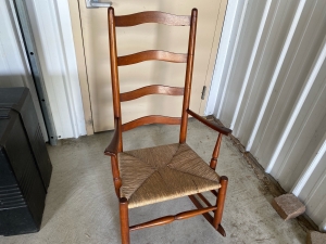 Secondary image for the Vintage Antique Rush Seat Handmade Rocker Auction Item