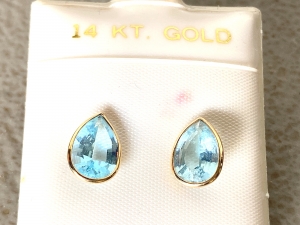 Primary image for the 14KT Gold Earrings Aquamarine Stones Auction Item