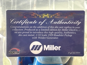 Secondary image for the Miller Welding Ertl 1929 Roadster Pickup die cast model 1:18 scale NEW in box Auction Item