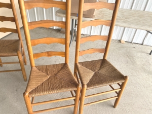 Secondary image for the Set of 4 Vintage Shaker Antique Rush Seat Ladderback Dining Chairs Auction Item