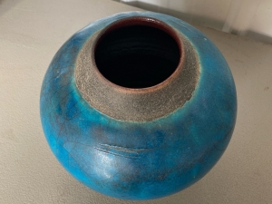 Secondary image for the Azure blue crackle glaze pottery vase Auction Item