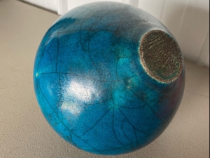Secondary image for the Azure blue crackle glaze pottery vase Auction Item