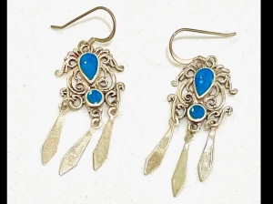 Primary image for the Drop earrings, silver and turquoise Auction Item