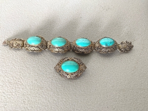 Primary image for the  Vintage Brooch and Bracelet, turquoise and silver  Auction Item