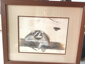 Primary image for the Raccoon and Butterfly framed print P.M. Fitzpatrick Artist Auction Item