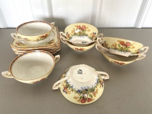 Primary image for the Vintage Crown Ducal porcelain Soup Bowls and Plates Auction Item