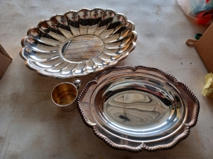 Primary image for the Set of 3 Silverplate trays and silver cup Auction Item