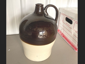 Primary image for the Antique Large Stoneware 2 gal. Glazed Whiskey Jug Auction Item
