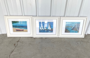 Primary image for the Set of 3 Seaside paintings framed Auction Item