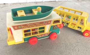 Secondary image for the Set of 2 Vintage Fisher Price toys Bus and Camper Auction Item