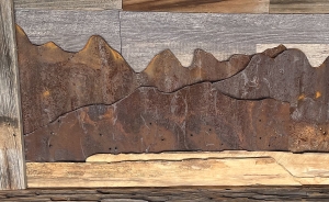 Secondary image for the Rustic Rocky Mountains Metal Wood Mixed Media Wall Art Auction Item
