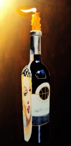 Primary image for the Mini Wine Bottle Art By Stacey Wells Candle in the Wind Auction Item