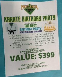 Primary image for the Premier Martial Arts-Karate Birthday Party Auction Item