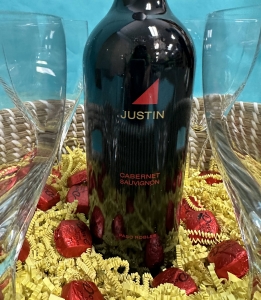 Secondary image for the Bottle of Red w/ Mikasa Crystal Flutes Auction Item