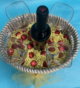 Secondary image for the Bottle of Red w/ Mikasa Crystal Flutes Auction Item
