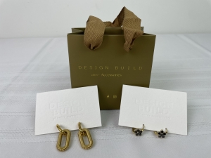 Primary image for the Gold plated earrings – links, black flower hoops Auction Item