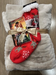 Primary image for the 116 - Fuzzy Blanket, Thermal Knit Socks, and Cheesy Romance Novel Auction Item