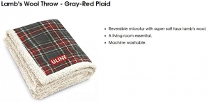 Primary image for the 129 - Lamb's Wool Throw - Grey/Red Plaid Auction Item