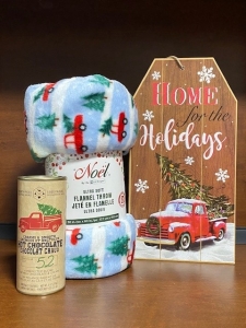 Primary image for the 210 - Christmas Truck Sign, Blanket and Hot Chocolate  Auction Item