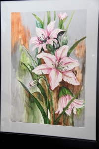 Primary image for the Original framed watercolor and pen - Evening Blossoms Auction Item