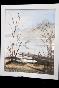 Primary image for the Original framed watercolor and pen - Morning Egrets Auction Item