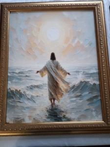 Primary image for the Framed Jesus Walking on Water Canvas Auction Item