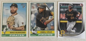 Primary image for the Pirate 3-Pack Burrows RC Heritage #328, Yorke Bowman RC #97, Oneil Cruz Heritage #183 Auction Item