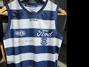 Secondary image for the Geelong Team Gurnsey (Jnr size 14) Signed by #26 Tom Hawkins Auction Item