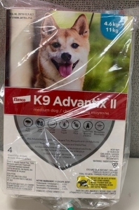 Primary image for the K9 Advantix II, medium dogs 4.6 - 11kg , 4 doses - damaged pkg Auction Item