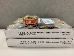 Primary image for the Koha (CAT) Chicken Pate 24 x 3oz - damaged pkg, cans, labels Auction Item