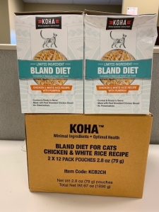 Primary image for the Koha (CAT) Bland Diet, chicken & white rice with pumpkin, 24 x 2.8oz Auction Item
