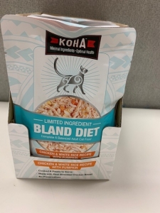 Primary image for the Koha (CAT) Bland Diet, chicken & white rice with pumpkin, 12 x 6oz - damaged pkg Auction Item