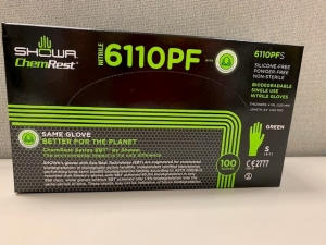 Primary image for the Showa green nitrile gloves, small, 100s - damaged pkg Auction Item