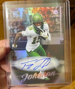 Primary image for the 2024 Luminance Football #128 Tez Johnson RC Autograph Numbered /300  Auction Item