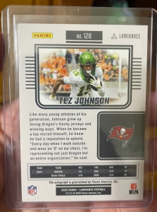 Secondary image for the 2024 Luminance Football #128 Tez Johnson RC Autograph Numbered /300  Auction Item