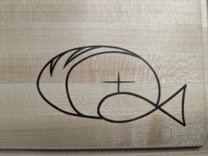 Secondary image for the Large Hard Maple Edge-Grain Cutting Board with Walnut Inlay Auction Item