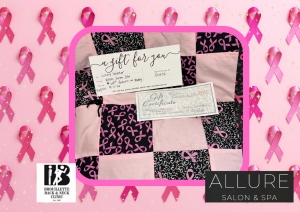 Primary image for the Breast Cancer Awareness Quilt, Brouillette Chiropractic Pillow, and Pedicure from Allure Auction Item