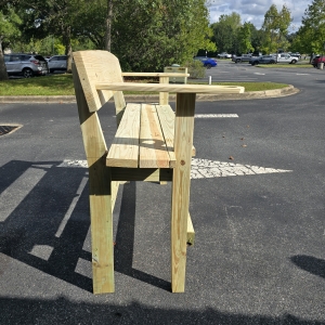 Secondary image for the Custom Two-Person Wooden Bench with Cup Holders – Handmade by Cario High School Construction Class Auction Item