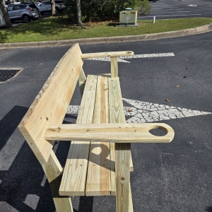 Secondary image for the Custom Two-Person Wooden Bench with Cup Holders – Handmade by Cario High School Construction Class Auction Item